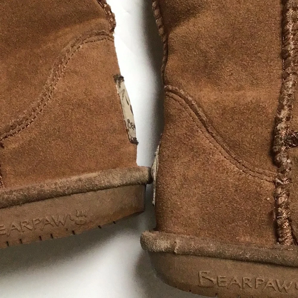 Bearpaw‎ Brown Suede Sherpa Sheepskin Lined 610W Emma Boots Sz 8